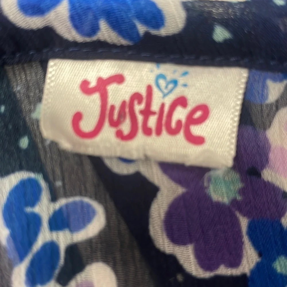 Justice layered Tank, M/L, Flowered navy, pink & purple